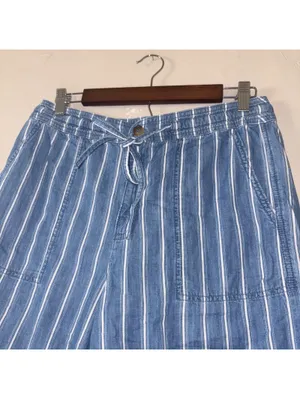 American Eagle Outfitters High-Waisted Striped Wide-Leg Crop Pants - Size 6 thumbnail 3