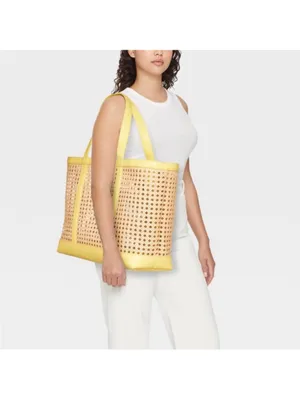 Universal Threads Caning natural tote handbag yellow thumbnail 3