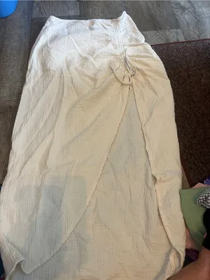 Free People Natural Cerine Ruched Midi Skirt Ivory Gauze Size 10 thumbnail 12
