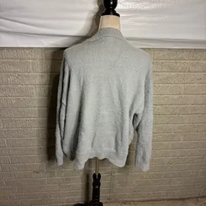 & Merci Gray Fuzzy Knit Cardigan Sweater‎ Women's Size L Cozy Soft Lounge thumbnail 3