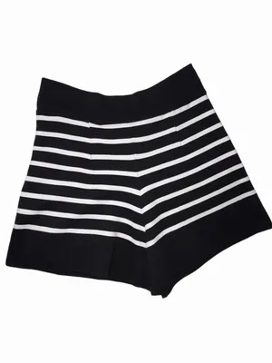 ZARA Black & White Striped Women’s Stretch Knit Pull-On Shorts Small thumbnail 2