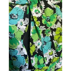 NWOT. Zara Draped Floral Blue Green Long Sleeve Cut Out Bodysuit M thumbnail 7