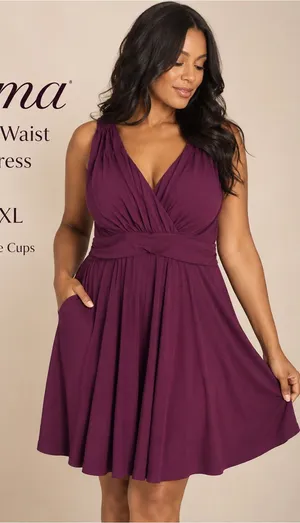 NWT Soma Draped Waist Henna Plum Soft Dress XL thumbnail 1