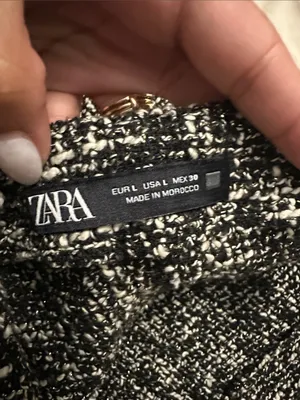 ZARA Black and White Tweed High-Waist Women’s Shorts thumbnail 2