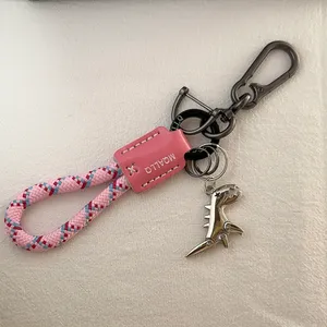 Dinosaur Car Keychain for Men Women Braided Rope Carabiner Keychain Bag Charm thumbnail 2