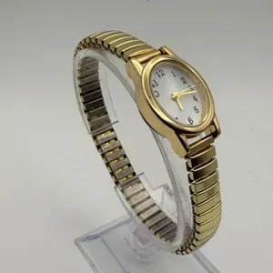 Elegant Gold-Tone Ladies' Easy-Read Watch with Expansion Band thumbnail 2