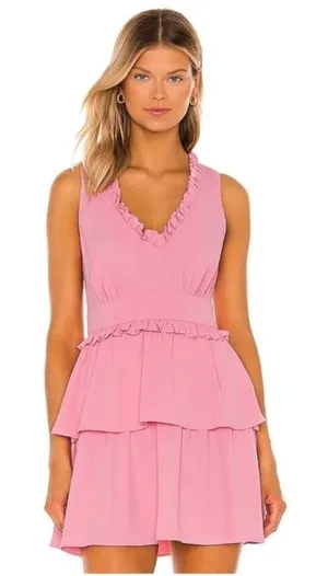 Amanda Uprichard pink Monetta ruffle dress in bloom color size xsmall thumbnail 1
