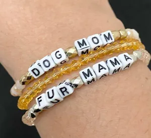Handmade Dog Mom Fur Mama Beaded Stretchy Bracelet One Size thumbnail 7