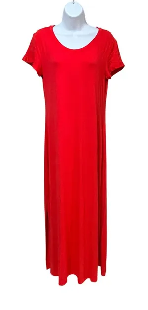 C&C California‎ Womens Red Short Sleeve Scoop Neck Side Slit Maxi Dress Size M thumbnail 1