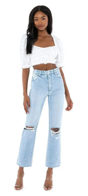 Rolla's Original Straight High Rise Jeans in Sunbleach Worn 28 Womens Denim Pant thumbnail 1