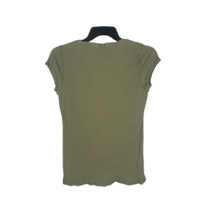 Ralph Lauren Y2K Ribbed Lace Up Top Womens L Sage Green Short Sleeve Grunge thumbnail 3