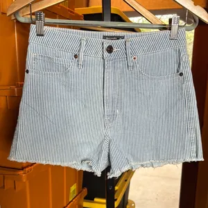 Abercrombie & Fitch Simone High Rise Striped Denim Shorts Blue White Size 26 thumbnail 3