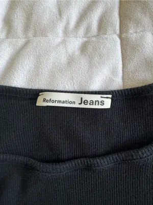 Reformation Black Ribbed Lettuce-Edge Crop Top thumbnail 3