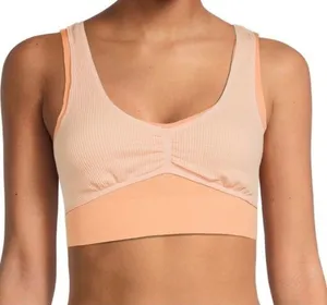 No Boundaries Juniors Seamless Double Layered Bralette Medium NWT Orange thumbnail 1