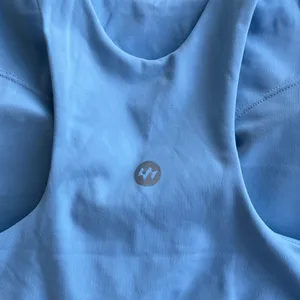 Light Blue Racerback Crop Top Sports Bra in Women's Medium thumbnail 3