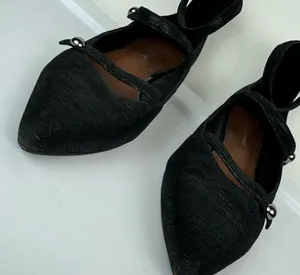 Donald Pliner Womens Strappy Pointed Toe Flats Sz 8 Black Metallic Leather thumbnail 12