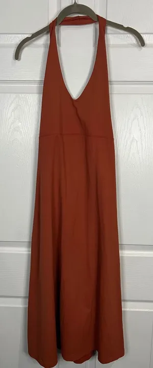 Patagonia Halter Dress Women Rust Orange Tie Back - Large thumbnail 1