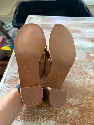 J. Jill Stack Heel Block Sandal Mules Brown Leather Open Toe Shoe Size 9 thumbnail 5