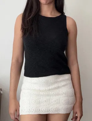 Z Supply Womens Black Textured Knit Sleeveless Round Neck Sweater Tank Top Small thumbnail 1