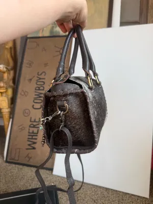 Cowhide bag With charm chain Brown thumbnail 3