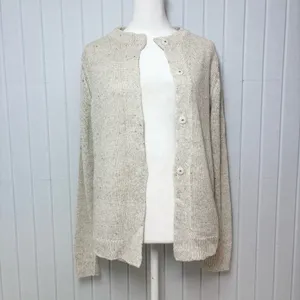Lamberto Losani Linen Silk Blend Elegant Beige‎ Women's Cardigan Size S thumbnail 3