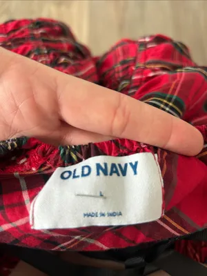 Old Navy Red Plaid Puff-Sleeve Mini Dress thumbnail 2