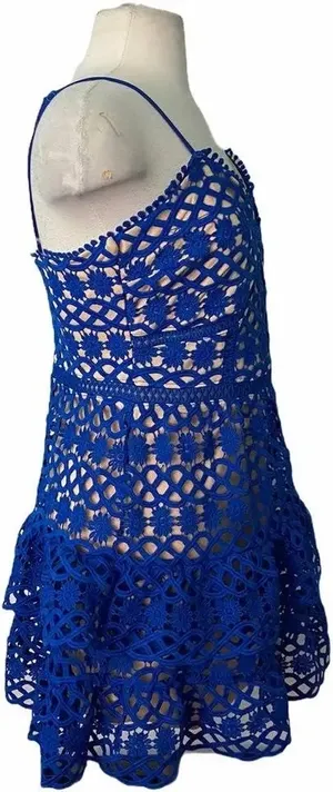 Blue Lulus Crochet Navy Mini Dress thumbnail 2