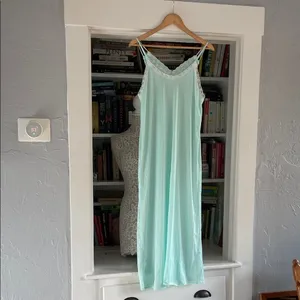 Lace Trim Chemise Nightgown in Light Blue‎ aqua thumbnail 2
