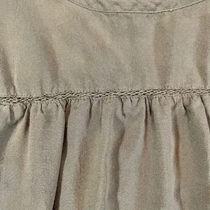 Ann Taylor LOFT Army Green Babydoll Pleated Blouse Medium thumbnail 6