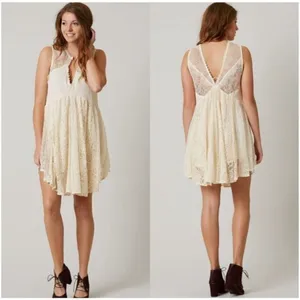 ✨FREE PEOPLE Don't You Dare Sz Medium Dress in Neutral Combo✨ thumbnail 8