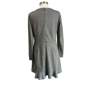 Loft Houndstooth Ruffle Posh Trim Mini‎ Dress Black and White Size 10 thumbnail 3