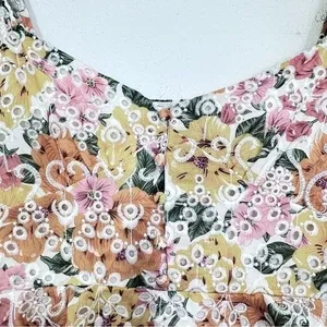 En Saison Pastel Eyelet Midi Dress Ruffle Sleeve Light‎ Pastel Yellow NWT thumbnail 4