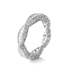 Women's‎ Gold-Plated-925 Eternity Simulated Diamond Engagement Band Ring … thumbnail 9