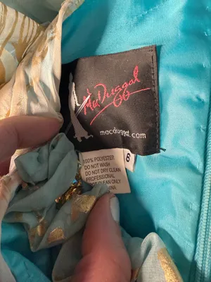 Mac Duggal Beaded One Shoulder Cut Out Gown Maxi Dress Turquoise Gold Size 6 thumbnail 8