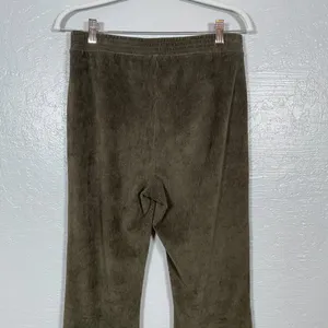 Aerie Women M Reg Olive Green Corduroy Ribbed Flare Pants Festival Boho Lounge thumbnail 7