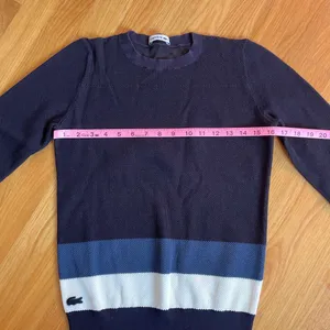 Lacoste Striped Knit Crewneck Pullover Sweater Women’s Size 36 Navy Blue White thumbnail 7