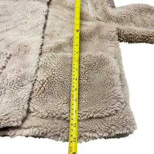 Old Navy Women's Tan‎ Teddy Fleece Jacket Size S Snap Button Collar Cozy cropped thumbnail 5