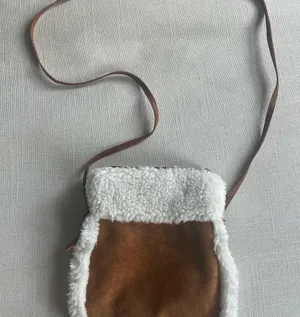 Brown and White Shearling Crossbody Bag thumbnail 1