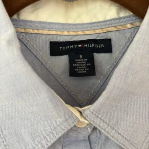 Tommy‎ Hilfiger Women’s Size 6 Blue Pintucked Button Down Shirt Blouse Cotton thumbnail 4