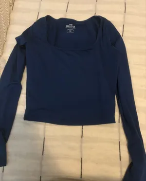 Long Sleeve Hollister Top Navy Blue Crop thumbnail 1