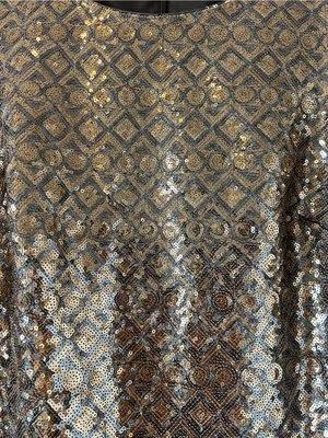 Banana Republic Gold & Silver Sequin Cocktail Party Dress Lined Size 4 Classic thumbnail 2