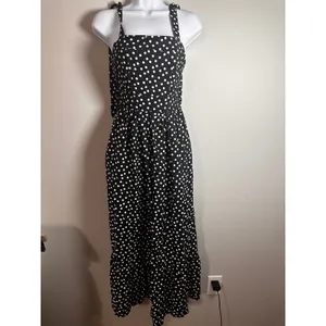 Rachel Zoe Womens Black White Polka Dot Tie‎ Strap Tiered Maxi Dress Small thumbnail 2