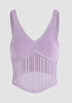 Cider Light Purple Lilac Knit Crop Tank thumbnail 1