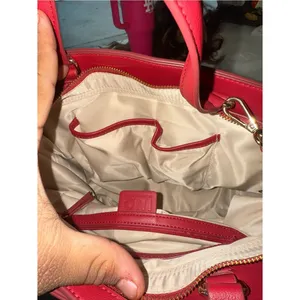 Women’s INC International Concepts Bright Red Satchel with Gold Chain Accent thumbnail 10