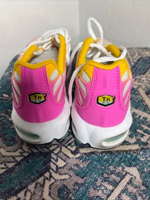 Nike Women's White Mesh Athletic Sneakers with Yellow & Pink Accents thumbnail 5
