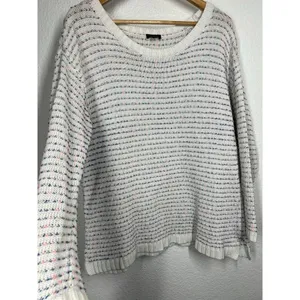 Talbots Speckled Knit Striped Sweater Medium Cotton Blend thumbnail 2