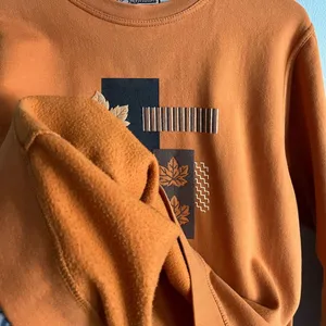 Vintage Frabjous Originals Leaf Appliqué Sweatshirt Rust Orange Sz M 90s thumbnail 3