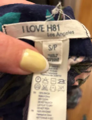 Heritage 1981 (Y2K Forever 21 Brand) Tropical Leaves Navy Linen Feel Wrap Maxi Skirt Size Small thumbnail 4