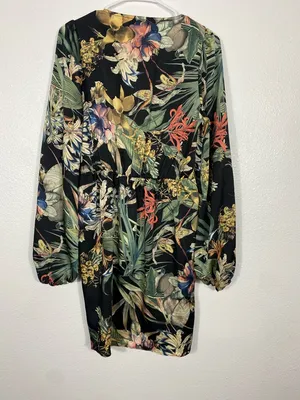 Miss Avenue Black Floral Long Sleeve Midi Shirt Dress Size M thumbnail 6