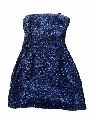 NEW Edikted Kiara Strappy Sequin Mini Dress Party Navy Blue Purple formal thumbnail 3
